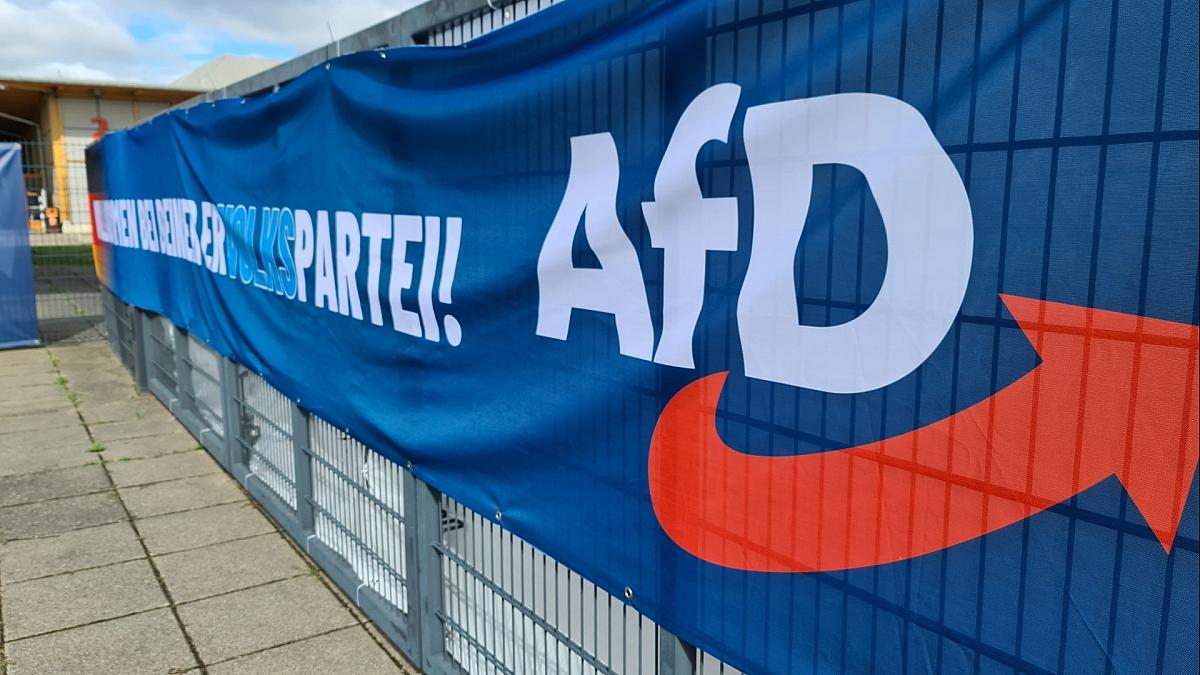 Logo vor AfD-Parteitag (Archiv), via dts Nachrichtenagentur