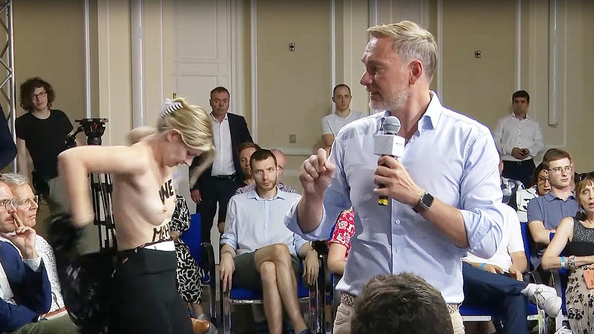 Oben-ohne-Protest bei Bürgerdialog mit Lindner (Neu mit Bild)