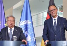 Merz sagt bei Guterres-Besuch auch künftig UN-Beitragszahlungen zu Merz sagt bei Guterres-Besuch auch künftig UN-Beitragszahlungen zu